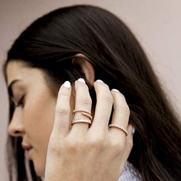 PAVOI 14K Gold Plated Baguette Eternity Band for Women