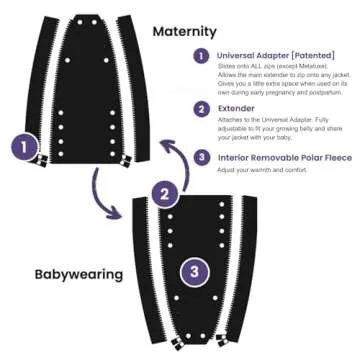 MakeMyBellyFit Universal Jacket Extender for Maternity and Babywearing, fits MOST zips, black, one-size