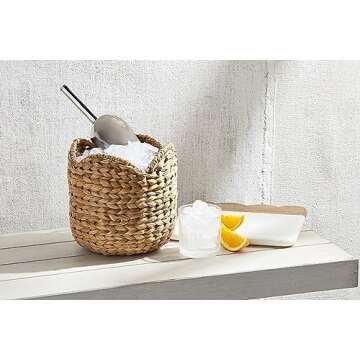 Mud Pie Seagrass Ice Bucket, 7.5" x 8.5", BROWN