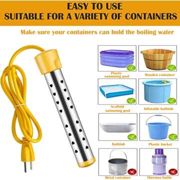 Immersion Water Heater,with 304 Stainless Steel Cover Intelligent Temperature Control and Digital LCD Thermometer Portable Bucket Heater Heat 5 Gallons of Water in Minutes