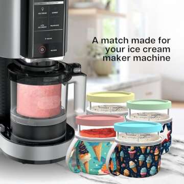 TakeFlight Neoprene Ice Cream Sleeve for Ninja Creami Pints - Chilled Comfort for Your Frozen Favorites - Thermal Insulation Cozy to Prolong Ice Cream Freshness - Enhanced Grip Handle, Hand Washable