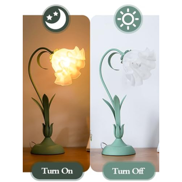 AQDZCNF Flower Table Lamp,LED Reading Light Bedside Vintage Flower Night Light,3 Colors Modes Kawaii Bedside Lamps Decor,Living Room Bedroom Room Lighting Table Lamps Home Decoration (Green)