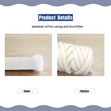 Arm Knitting Yarn for Chunky Yarn Blanket,Braided Knot Throw Cotton Wool Bulky Giant Yarn for Hand Knit Blanket DIY,Soft Washable Tube Bulky Giant Yarn for Weave Craft Crochet(Milk White, 2.2lb)