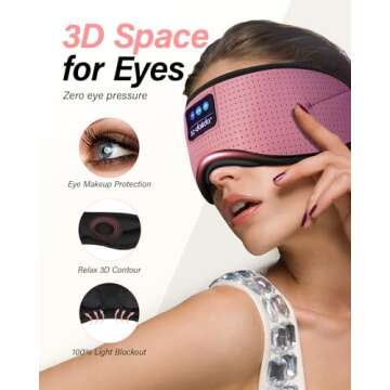 LC-dolida Sleep Headphones, White Noise Bluetooth Sleep Mask 3D Wireless Eye Mask Sleeping with Timi...