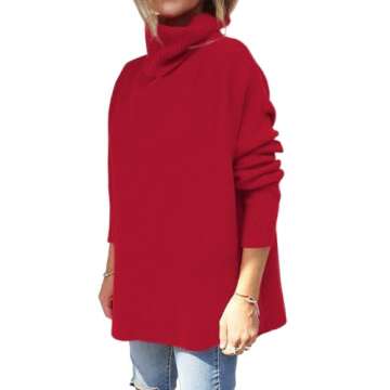 EFAN Women's Turtleneck Oversized Sweaters Fall Outfits Clothes Long Pullover Winter Tunic Tops 2025...