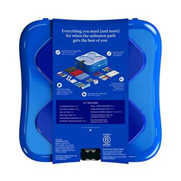 Welly Excursion Kit - First Aid Kit with Flexible Fabric and Waterproof Bandages, Tape and Non-Stick Pads, Butterfly Strips,Triple Antibiotic and Hydrocortisone Ointments, and Ibuprofen - 200 Count