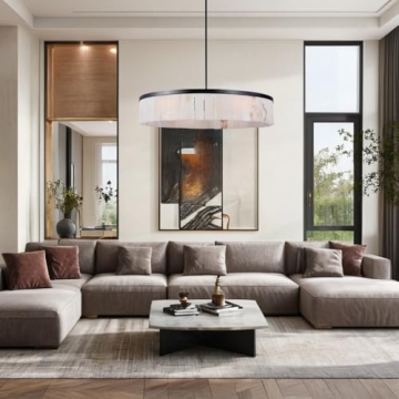 Elegant Alabaster Rustic Chandelier for Modern Living Spaces