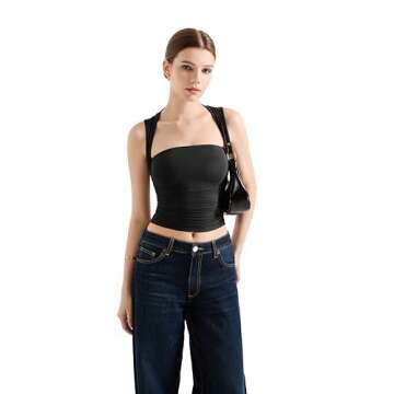 SUUKSESS Womens Square Neck Going Out Fitted Tank Tops Double Lined Spring Summer Sleeveless Business Casual Basic Shirt (Black, L)