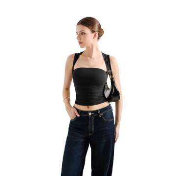 SUUKSESS Womens Square Neck Going Out Fitted Tank Tops Double Lined Spring Summer Sleeveless Business Casual Basic Shirt (Black, L)