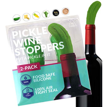 Hawwwy Pickle Wine Stopper - Set of 2 - Leak Proof- Premium Wine Stoppers for Wine Bottles - Ideal G...