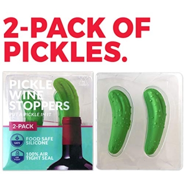 Hawwwy Pickle Wine Stopper - Set of 2 - Leak Proof- Premium Wine Stoppers for Wine Bottles - Ideal Gift - Cute Wine Accessories - Funny Wine Bottle Stopper with Gift Box