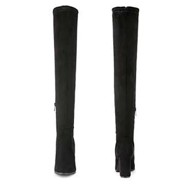 DREAM PAIRS Women's Shoo Black Over The Knee High Heel