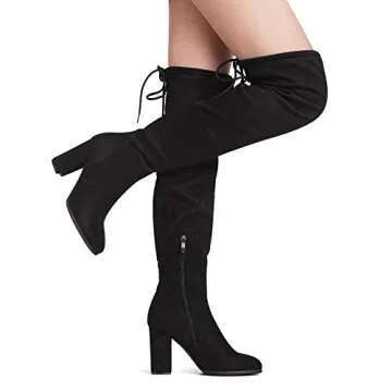 DREAM PAIRS Women's Shoo Black Over The Knee High Heel