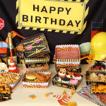 Mifoci 48 Pcs Construction Party Paper Food Trays