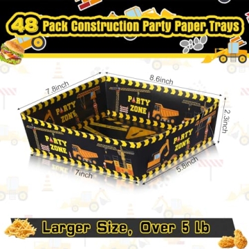 Mifoci 48 Pcs Construction Party Paper Food Trays