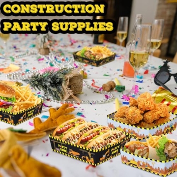 Mifoci 48 Pcs Construction Party Paper Food Trays