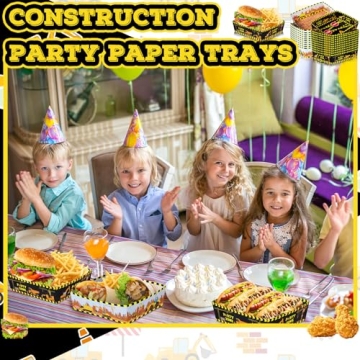 Mifoci 48 Pcs Construction Party Paper Food Trays
