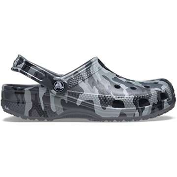 Crocs Unisex-Adult Classic Camo Clogs, Slate Grey Camo, 9 Men/11 Women
