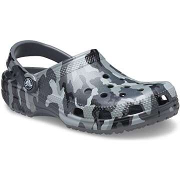 Crocs Unisex-Adult Classic Camo Clogs, Slate Grey Camo, 9 Men/11 Women