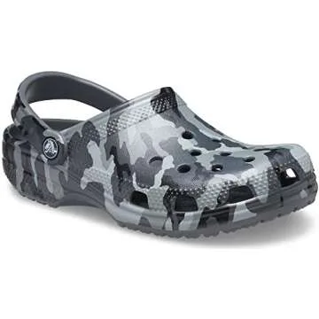 Crocs Unisex-Adult Classic Camo Clogs, Slate Grey Camo, 9 Men/11 Women
