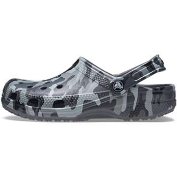Crocs Unisex-Adult Classic Camo Clogs, Slate Grey Camo, 9 Men/11 Women