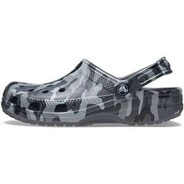 Crocs Unisex-Adult Classic Camo Clogs, Slate Grey Camo, 9 Men/11 Women