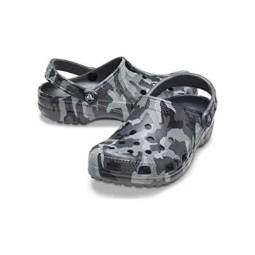 Crocs Unisex-Adult Classic Camo Clogs, Slate Grey Camo, 9 Men/11 Women