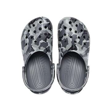 Crocs Unisex-Adult Classic Camo Clogs, Slate Grey Camo, 9 Men/11 Women