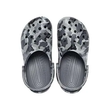 Crocs Unisex-Adult Classic Camo Clogs, Slate Grey Camo, 9 Men/11 Women