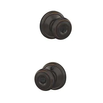Schlage F51A GEO 716 Georgian Door Knob, Keyed Entry Lock, Aged Bronze