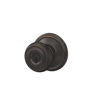 Schlage F51A GEO 716 Georgian Door Knob, Keyed Entry Lock, Aged Bronze