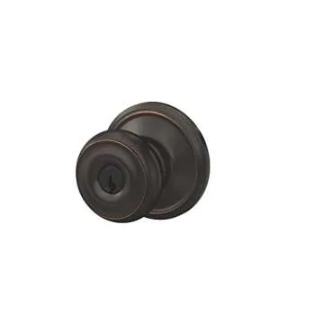 Schlage F51A GEO 716 Georgian Door Knob, Keyed Entry Lock, Aged Bronze