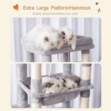 Heybly Cat Tree for Large Cats,Cat Tower for Indoor Cats,Multi-Level Cat Furniture Condo for Cats with Big Padded Plush Perch,Cozy Basket HCT050W