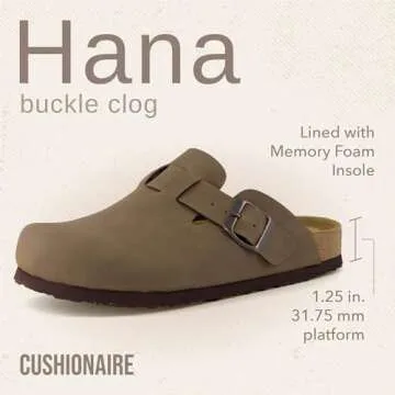 CUSHIONAIRE Hana Womens Clogs | Comfortable Vegan Suede Clogs for Women | Slip On Potato Shoes with ...