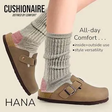 CUSHIONAIRE Hana Womens Clogs | Comfortable Vegan Suede Clogs for Women | Slip On Potato Shoes with Cork Footbed & Arch Support| Brown 7