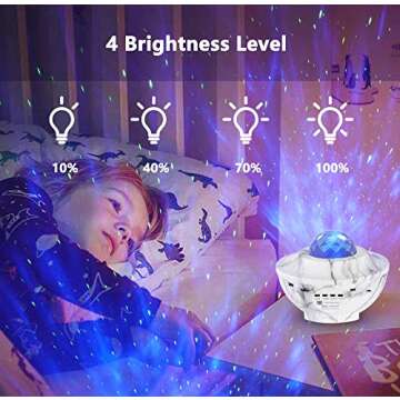 YSD Night Light Star Projector, Star Projector Remote Control Adjustable Light Projector with Bluetooth Speaker Built-in Music Player Gift for Kids Party Room Decoration