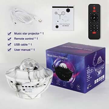 YSD Night Light Star Projector, Star Projector Remote Control Adjustable Light Projector with Bluetooth Speaker Built-in Music Player Gift for Kids Party Room Decoration