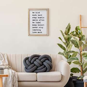 SANY DAYO HOME Wall Decor Signs with Inspirational Sayings 16 x 12 inches Rustic Wood Framed Modern Farmhouse Wall Hanging Art - Be Kind, Stay Humble, Never Stop