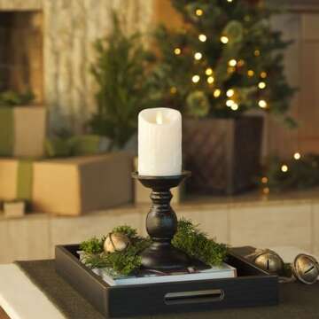 Luminara White Wax Drip Flameless Candle LED Moving Flame Lights Pillar Unscented Real Wax with Drip...