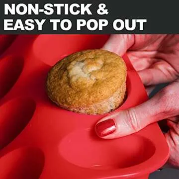 Anaeat Silicone Muffin Pan - Non-Stick, 12-Cup Baking Tray
