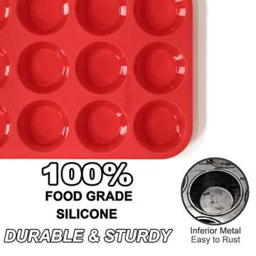 Anaeat Silicone Muffin Pan - Non-Stick, 12-Cup Baking Tray