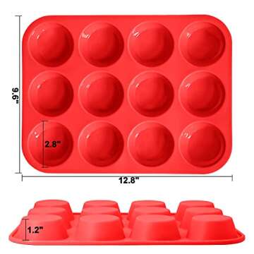 Anaeat Silicone Muffin Pan - Non-Stick, 12-Cup Baking Tray