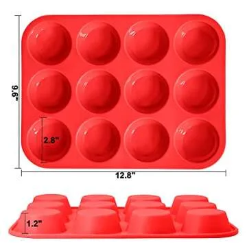 Anaeat Silicone Muffin Pan - Non-Stick, 12-Cup Baking Tray