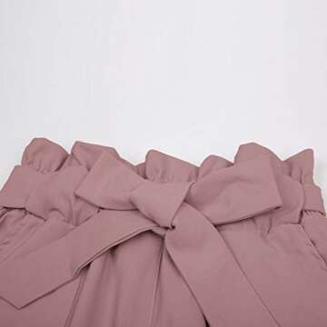 GRACE KARIN Women's Pants Trouser Slim Casual Cropped Paper Bag Waist Pants L Puce