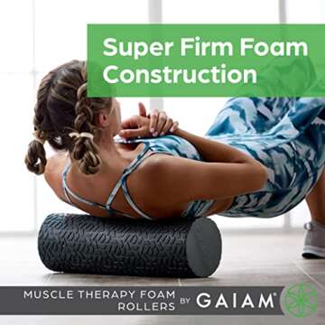 Gaiam Restore Foam Roller for Muscle Massage - 18" Short Foam Roller, Deep Tissue Muscle Massager for Sore Muscles & Stimulation - Total Body Pain Relief, Back, Neck, Foot, Calf, Leg, Arm - Grey