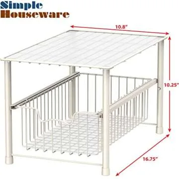 Simple Houseware Stackable Under Sink Cabinet Sliding Basket Organizer Drawer, White