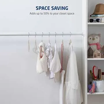 Zober Velvet Kids Hangers for Closet - Pack of 50 Non Slip Childrens Hangers for Shirts, Pants & Dresses w/Swivel Hook - Durable Kids Clothes Hanger w/Notches - Small Hangers - Ivory