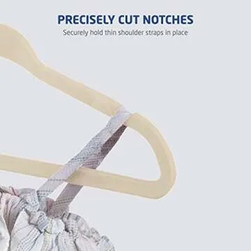 Zober Velvet Kids Hangers for Closet - Pack of 50 Non Slip Childrens Hangers for Shirts, Pants & Dresses w/Swivel Hook - Durable Kids Clothes Hanger w/Notches - Small Hangers - Ivory