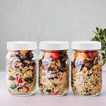 AOZITA [18 Pack] Plastic REGULAR Mouth Mason Jar Lids for Ball, Kerr and More - White Plastic Storage Caps for Mason/Canning Jars - Dishwasher Safe & Food Grade