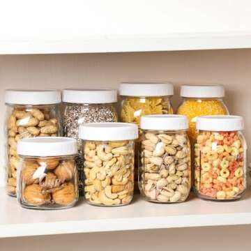 AOZITA [18 Pack] Plastic REGULAR Mouth Mason Jar Lids for Ball, Kerr and More - White Plastic Storage Caps for Mason/Canning Jars - Dishwasher Safe & Food Grade